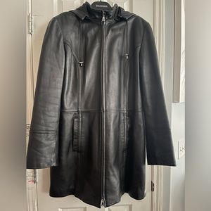 Danier leather jacket with hood (black)
